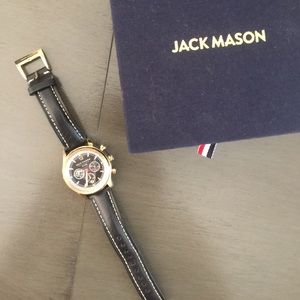 Jack Mason women’s black leather and gold  watch